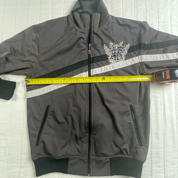 Y2K O’Neill Taupe Track Jacket Zip-Up Striped Logo Size S 2000s - Picture 5 of 12